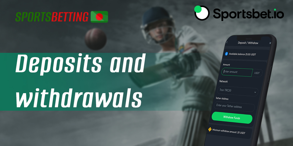 What payment methods users can use to make deposits and withdrawals using the Sportsbet.io app