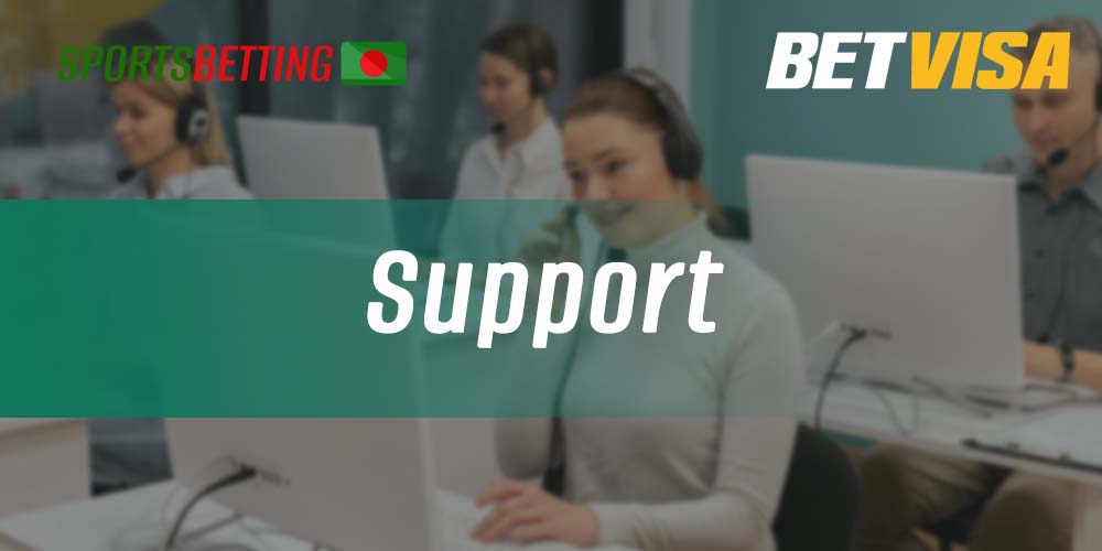 Available methods to contact the support team Betvisa