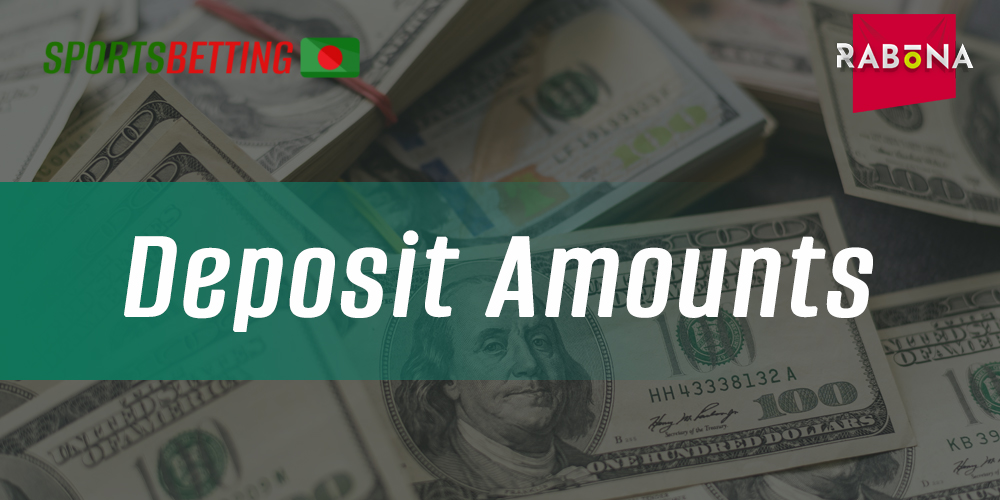 What amounts are available for making a deposit on the site bookmaker Rabona