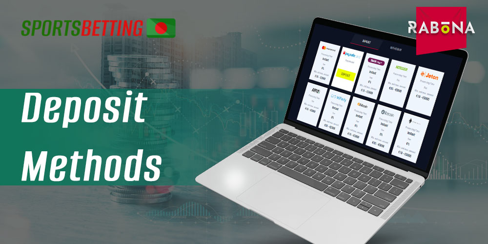 Payment methods available at Rabona for making a deposit
