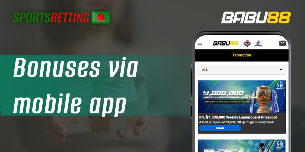 Welcome and other bonuses in Babu88 mobile application of bookmaker
