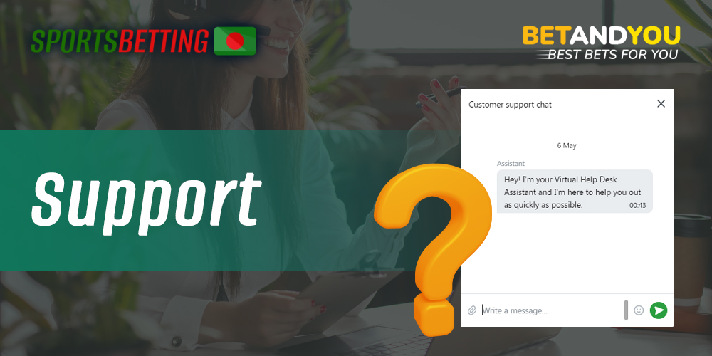 Available contacts for contacting Betandyou Bangladesh support team