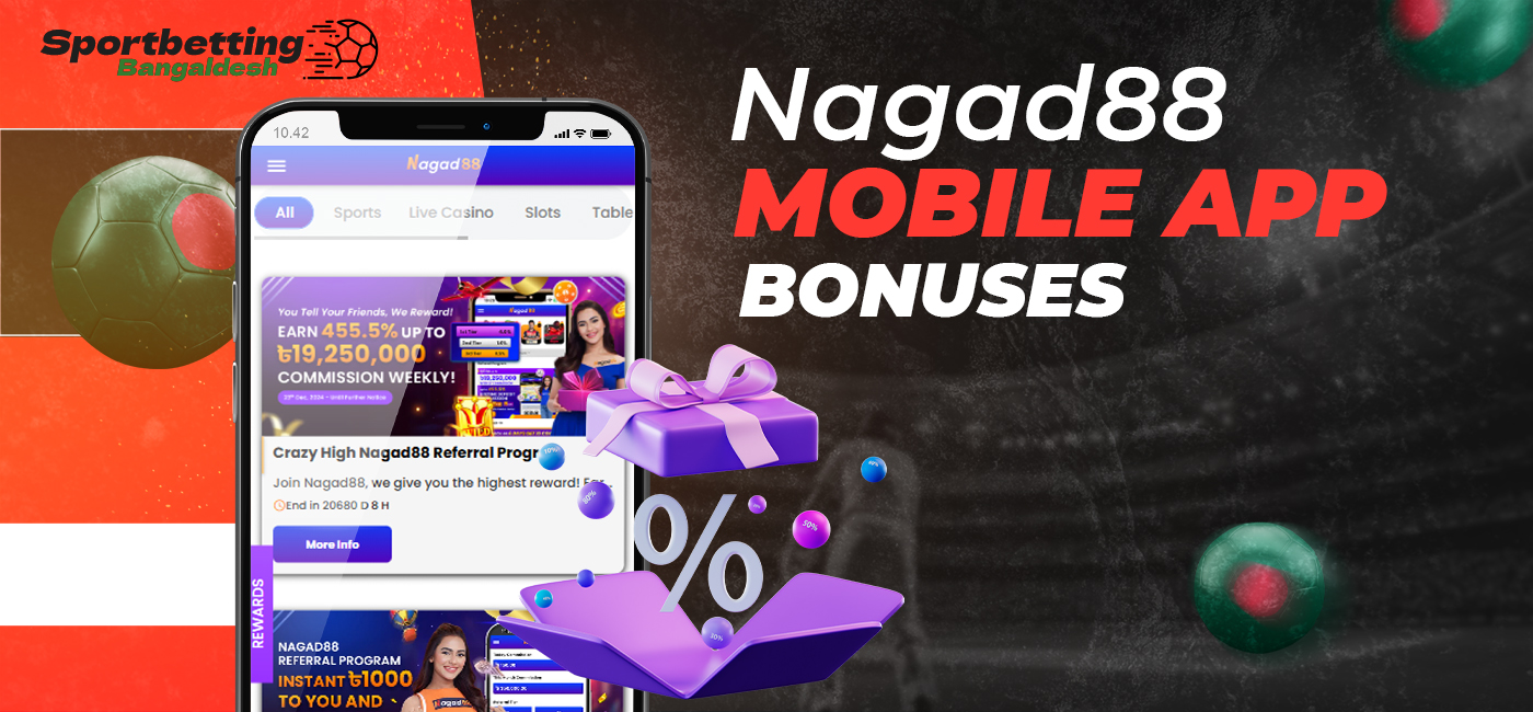What bonuses await sports betting and online casino fans in the Nagad88 app