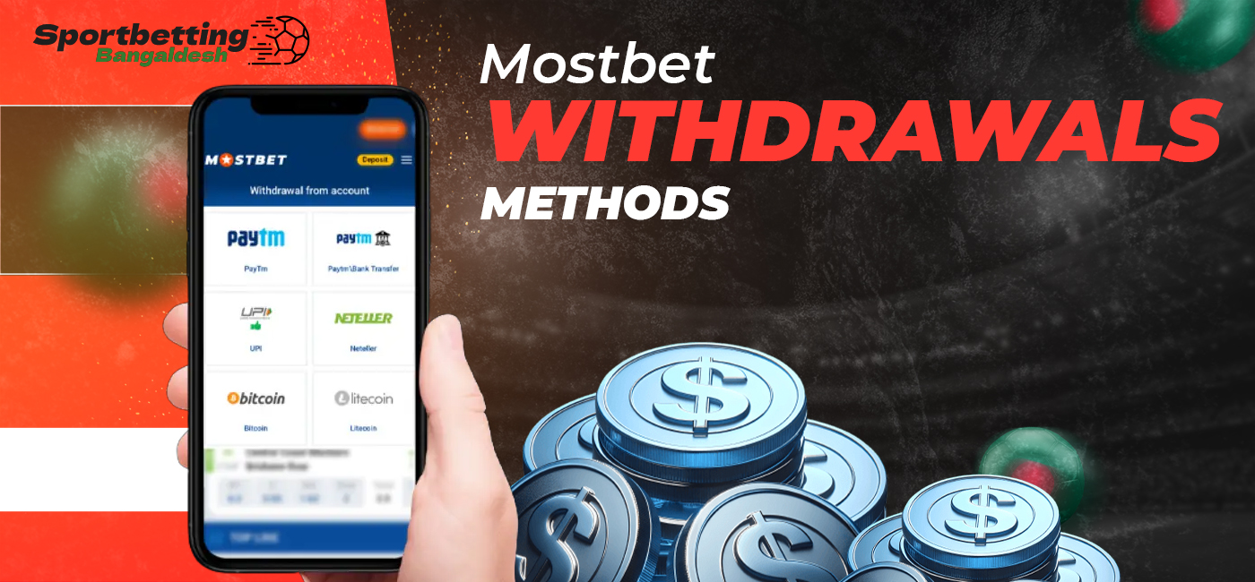 Withdrawal methods available at Mostbet