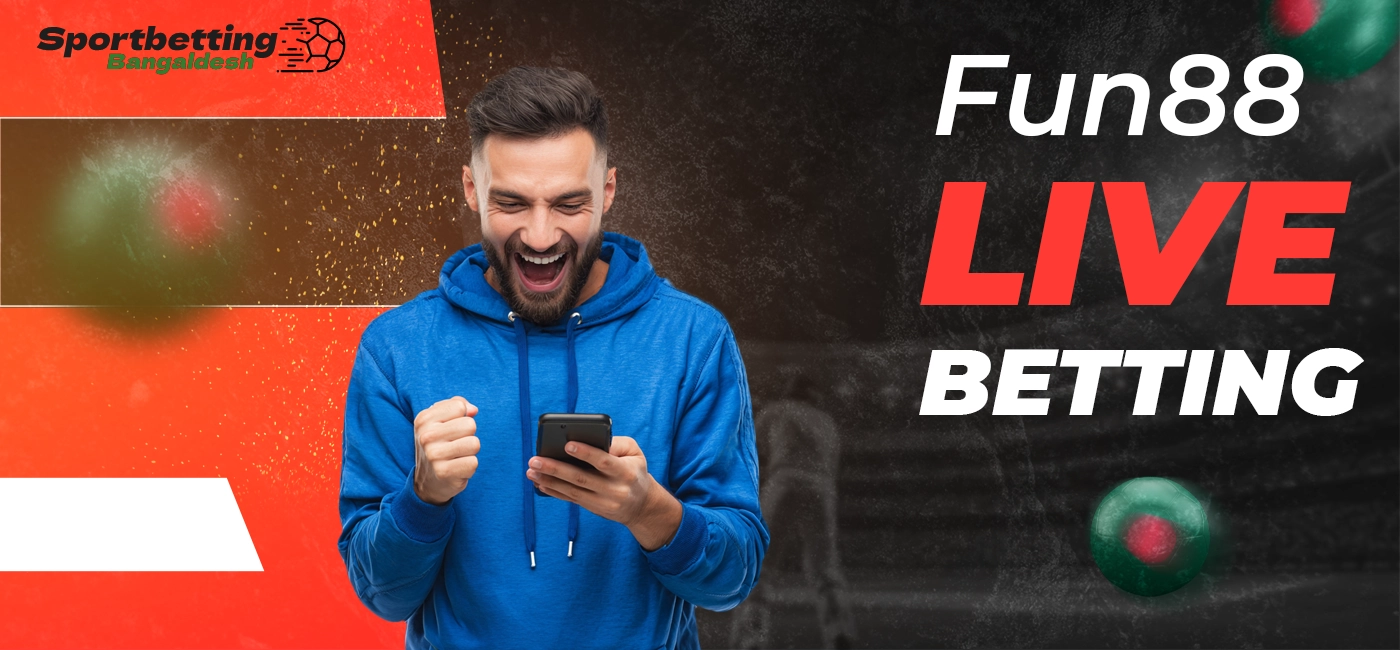 Fun88 live betting section with functions for real-time wagering
