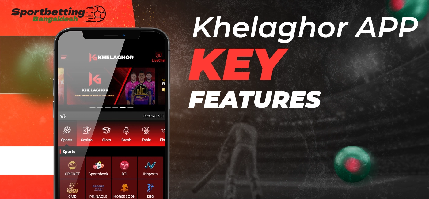 Key characteristics of the Khelaghor APK application with essential functional aspects