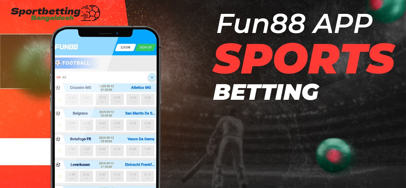 Sports betting in Fun88 app provided for users in 2025