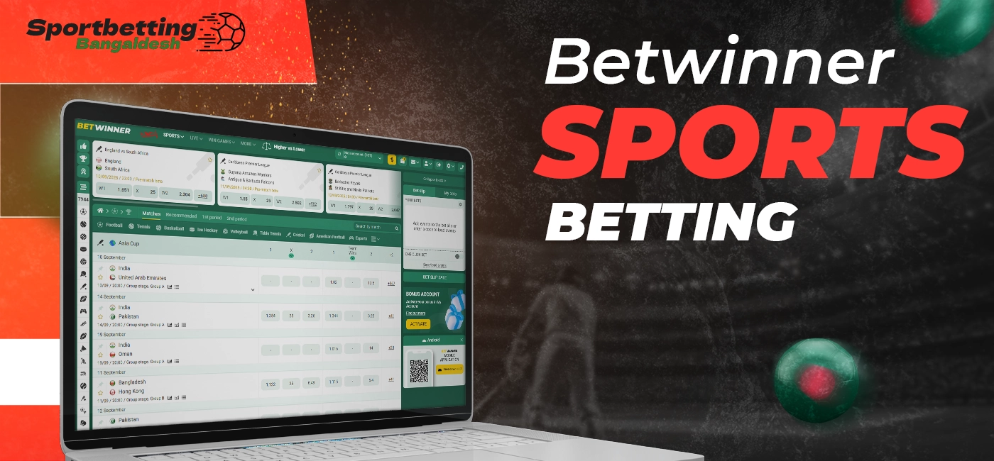 Types of Betwinner sports bets available for various disciplines