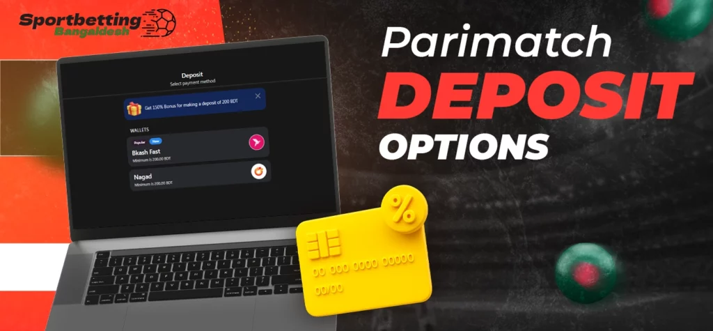 Full list of available deposit methods at Parimatch for users