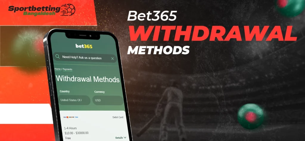 Bet365 withdrawal methods covering supported payout channels and timelines